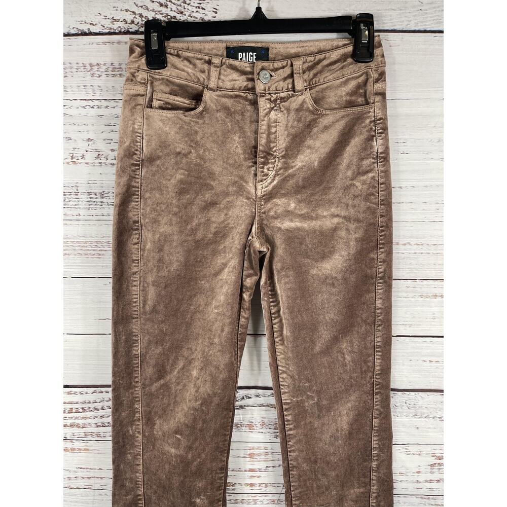 Paige Velvet Jeans Women's 24 Warm Suede Skinny Ankle Mid Rise 6531A66-7070 - Picture 2 of 9